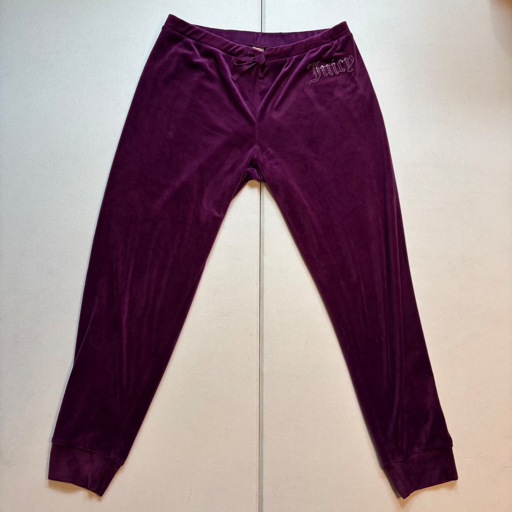 Juicy Couture Joggers L Purple Excellent Rhinestone Velour Sleepwear Pants